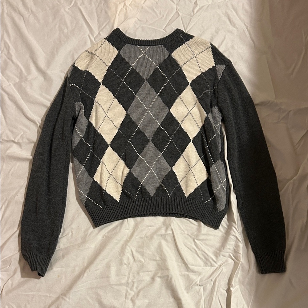 Argyle Pattern Sweater in Black and Cream